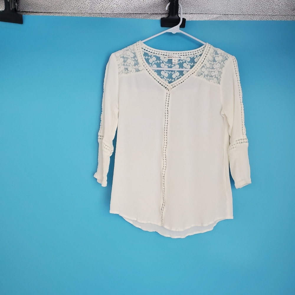 JohnPaulRichard Lace Blouse Small White